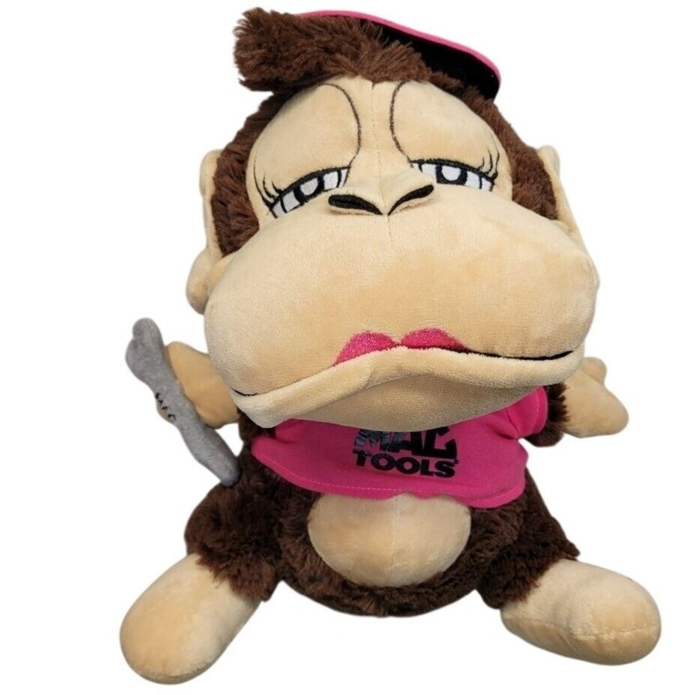 Mac Tools Plush Gorilla Monkey Female Brown Pink Wrench Mechanic Toy 11in